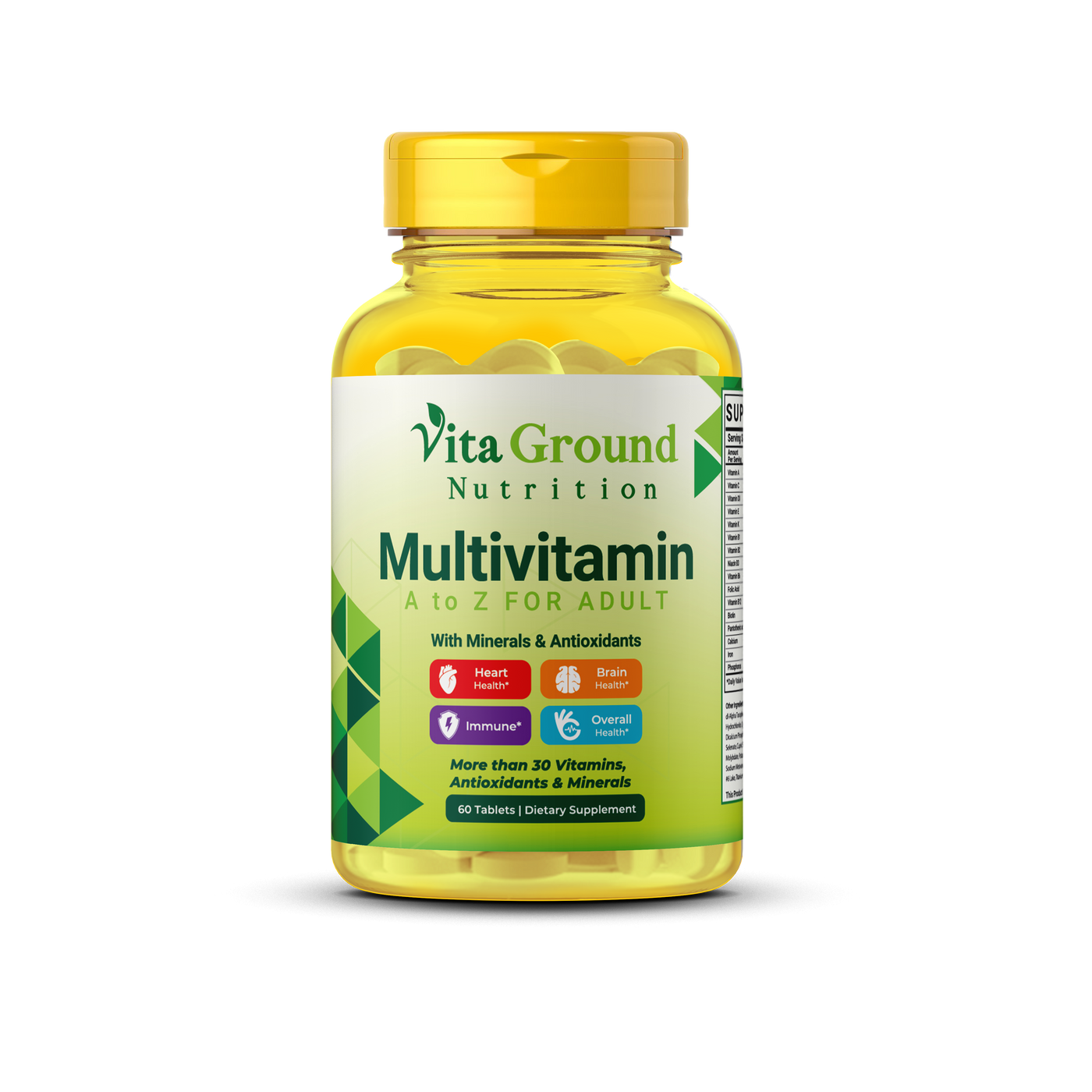 Multivitamin for Adult Contains All Essential vitamins and Minerals 60 Coated Tablets Vita Ground Nutrition