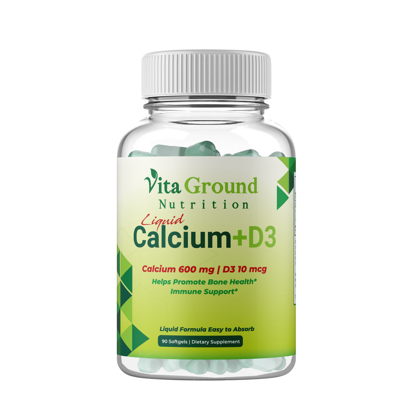Liquid Calcium 600mg with Vitamin D3 200IU Vita Ground Nutrition