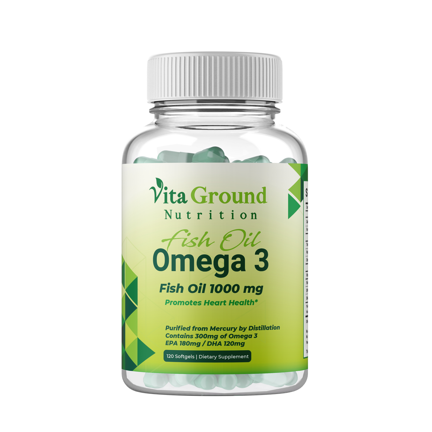 Fish Oil 1000mg with 300mg Omega 3 Contains 180mg EPA and 120mg DHA Vita Ground Nutrition