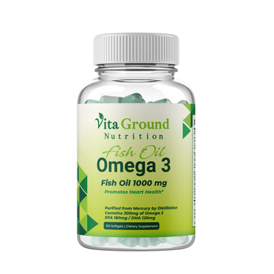 Fish Oil 1000mg with 300mg Omega 3 Contains 180mg EPA and 120mg DHA Vita Ground Nutrition